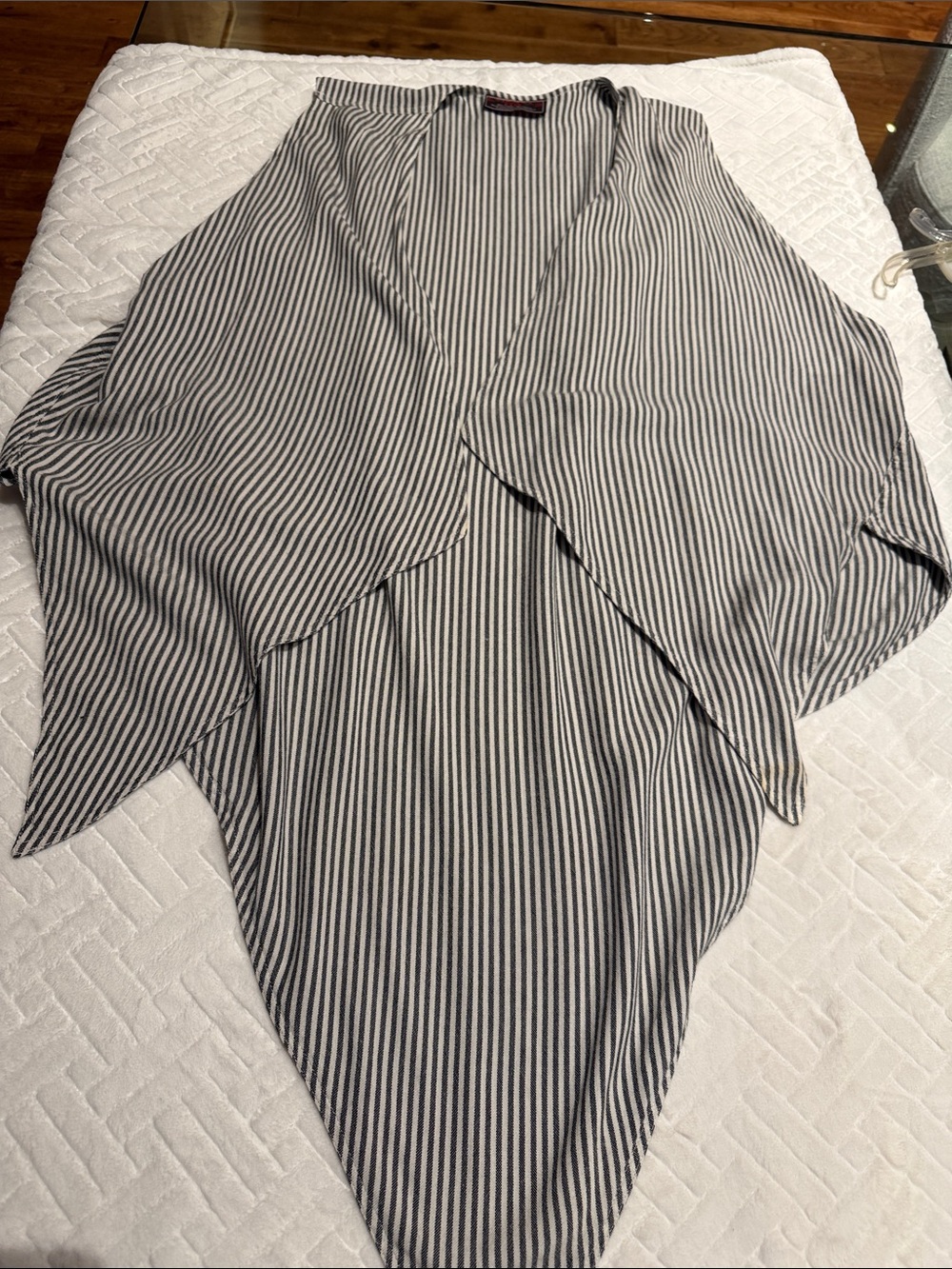 Striped Draped Sleeveless Vest in Black and White one size women’s plus